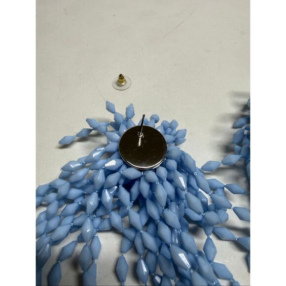 NWT Bohemian Elegant Unique Tassel Seed Beed Earrings Blue Sky Chic Style - Picture 4 of 11